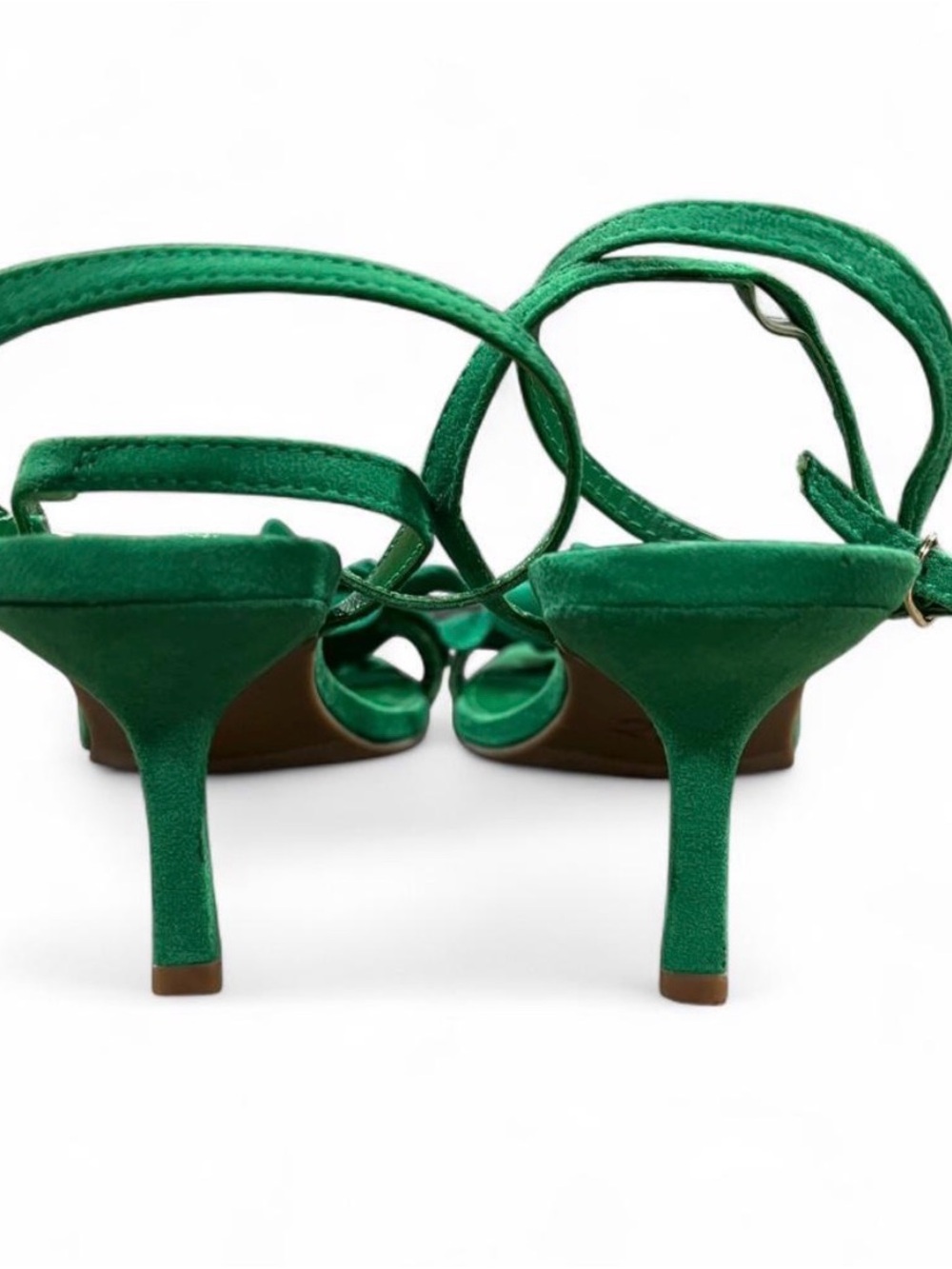 NWOT Elegant Green Floral Strappy Heels - Picture 4 of 5